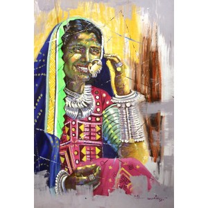 Hussain Chandio, 36 x 24 Inch, Acrylic on Canvas, Figurative Painting-AC-HC-204